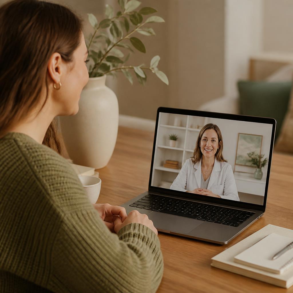 A patient on a video call with a healthcare professional